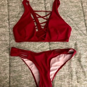 Cupshe Deep Red Bikini